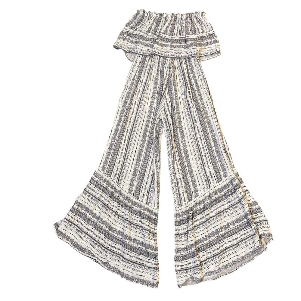 Japna Halter Jumpsuit Women's Juniors Boho Size XS Blue White Beach Festival